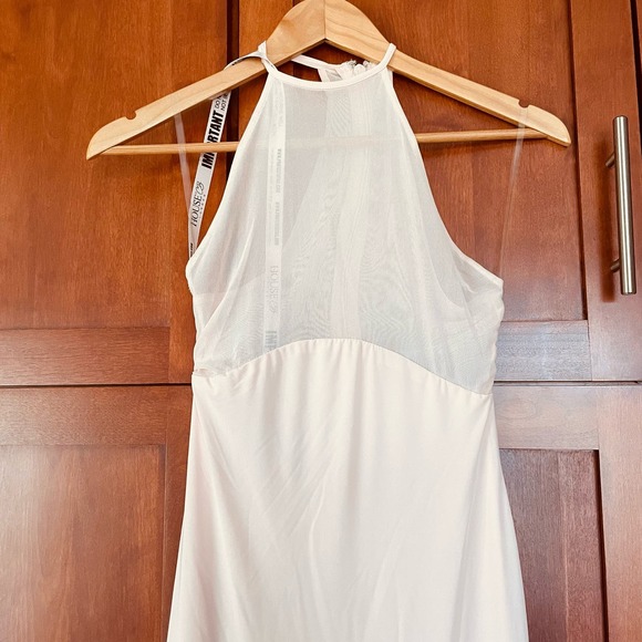 House of CB Aurelia Dress Maxi Thigh Slit Mesh Stretch Pink Size Small FLAW - Picture 4 of 12